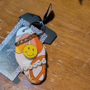 Groovy Peace Sign Keychain with Smiley Face